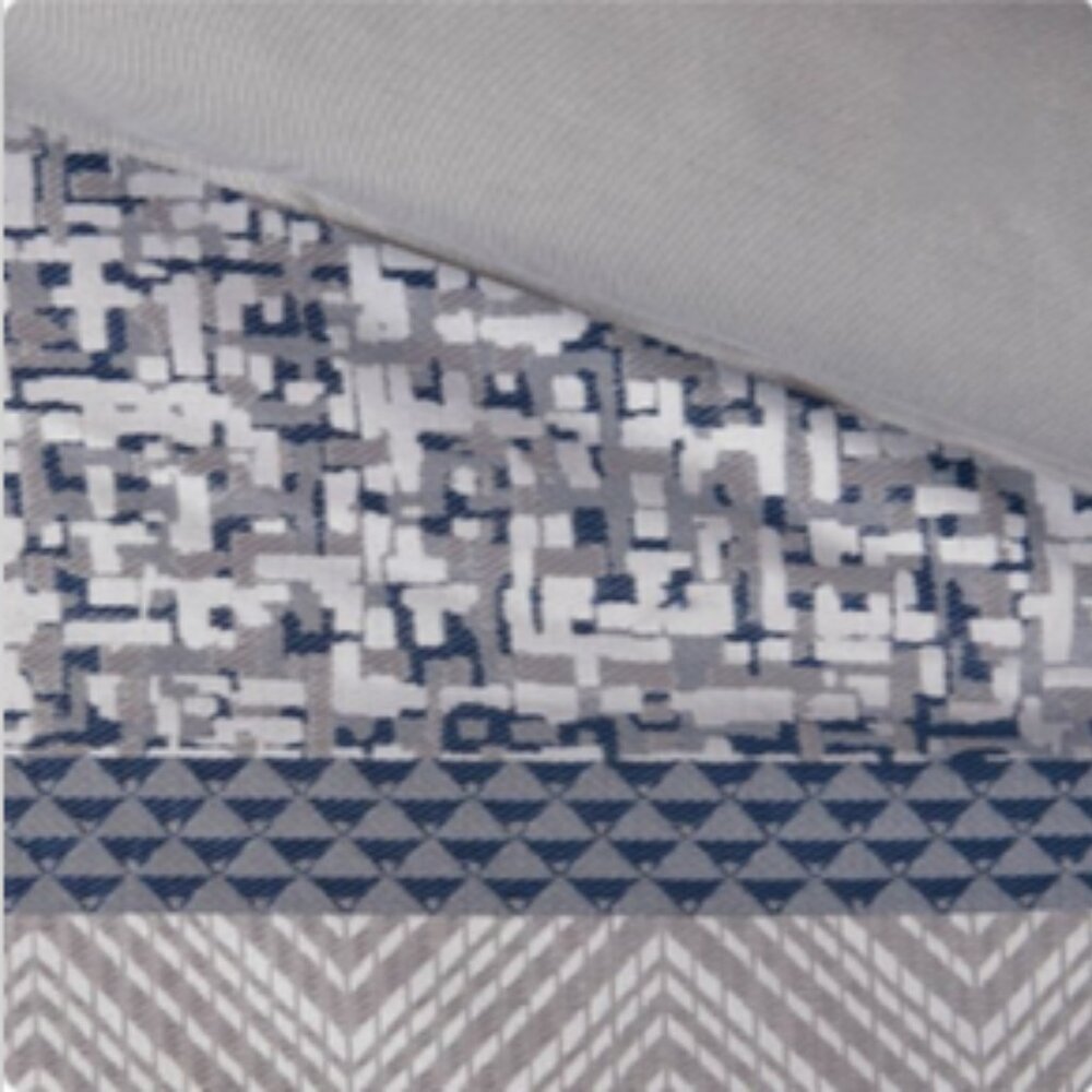 Queen 7 pc Harmony Jacquard Comforter Madison Park Set Navy & Silver - Picture 10 of 14